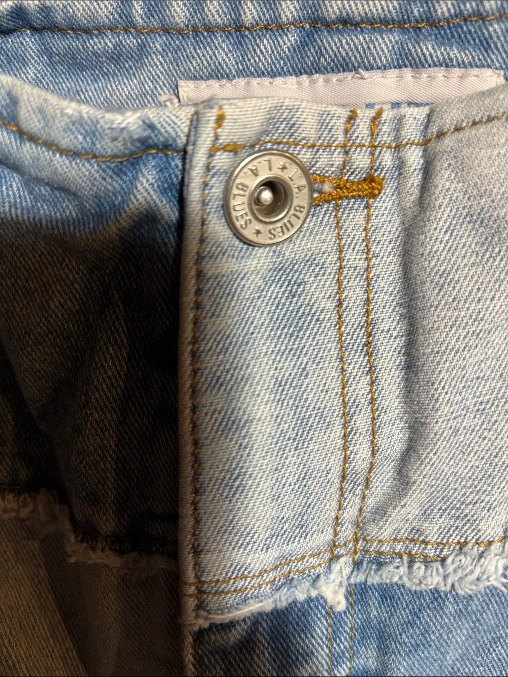 Patchwork Two-Tone Blue Denim Pants - Picture 3 of 9